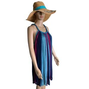 Vintage Women's One Size Midi Dress Boho Tank Summer 100% Rayon Hand Made